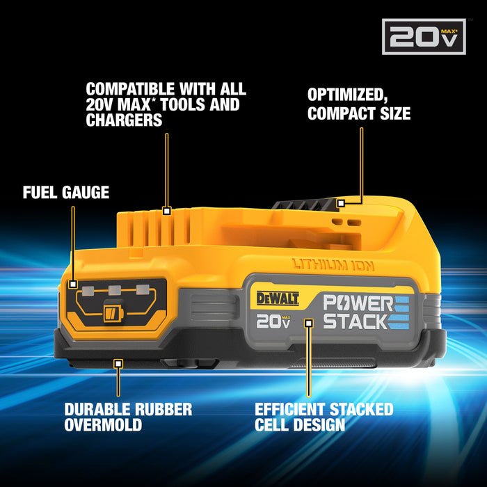 DeWalt 20V MAX POWERSTACK™ Compact Li-Ion Battery - 1.7Ah