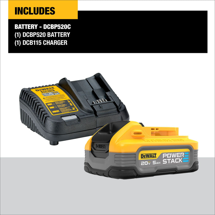 DeWalt 20V POWERSTACK 5.0Ah Battery/Charger Kit