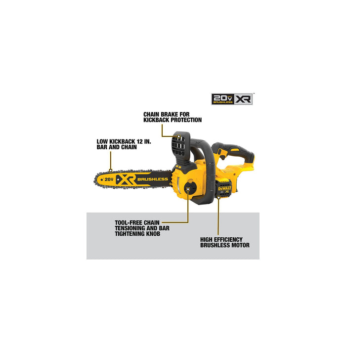 DeWalt 20V MAX XR® Compact 12" Cordless Chainsaw - Tool Only