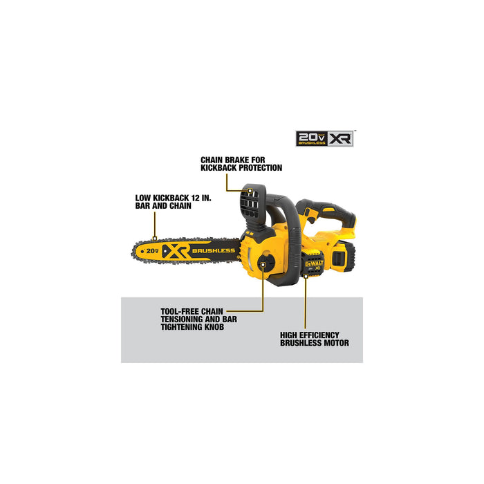 DeWalt 20V MAX XR Compact 12" Cordless Chainsaw Kit