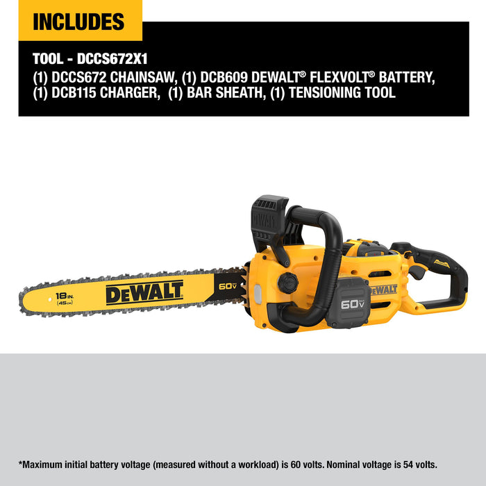 DeWalt 60V MAX FLEXVOLT 18" Chainsaw Kit