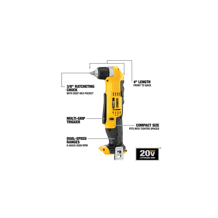 DeWalt 20V MAX 3/8" Right Angle Drill - Tool Only