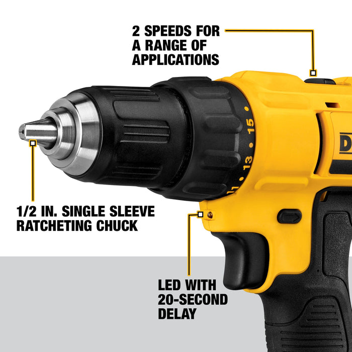 DeWalt 20V MAX Li-Ion Compact 1/2" Drill/Driver Kit