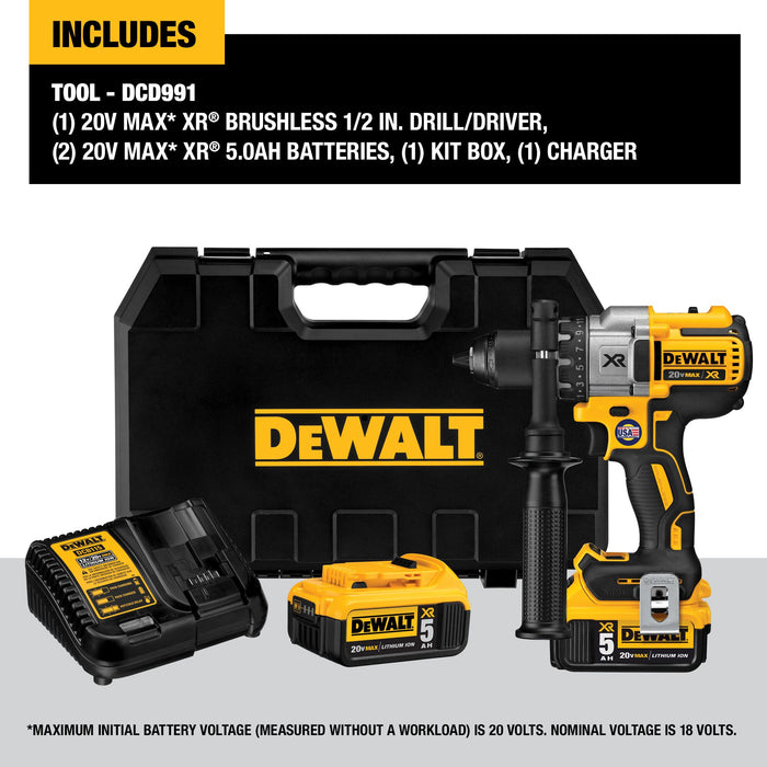 DeWalt 20V MAX XR® Cordless Brushless 3-Speed Drill/Driver Kit