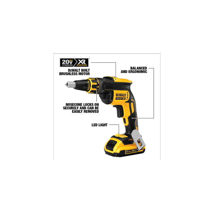 DeWalt 20V MAX XR® Brushless Drywall Screw Gun Kit