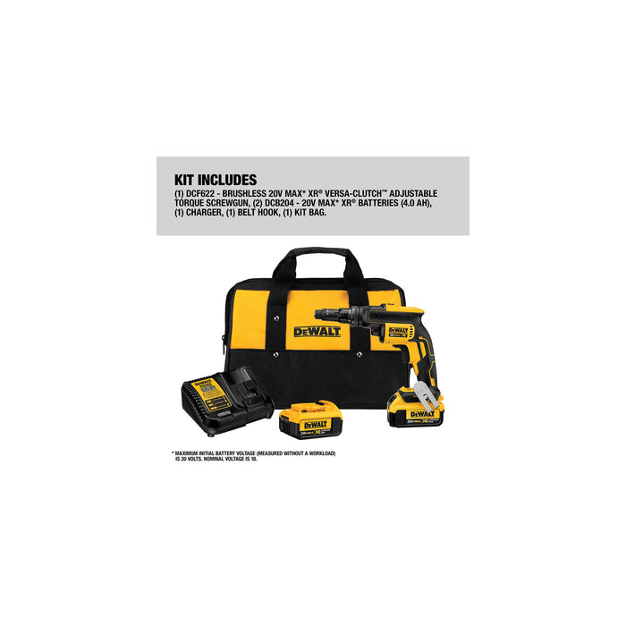 DeWalt 20V MAX XR® Versa-Clutch Adjustable Torque Screw Gun Kit