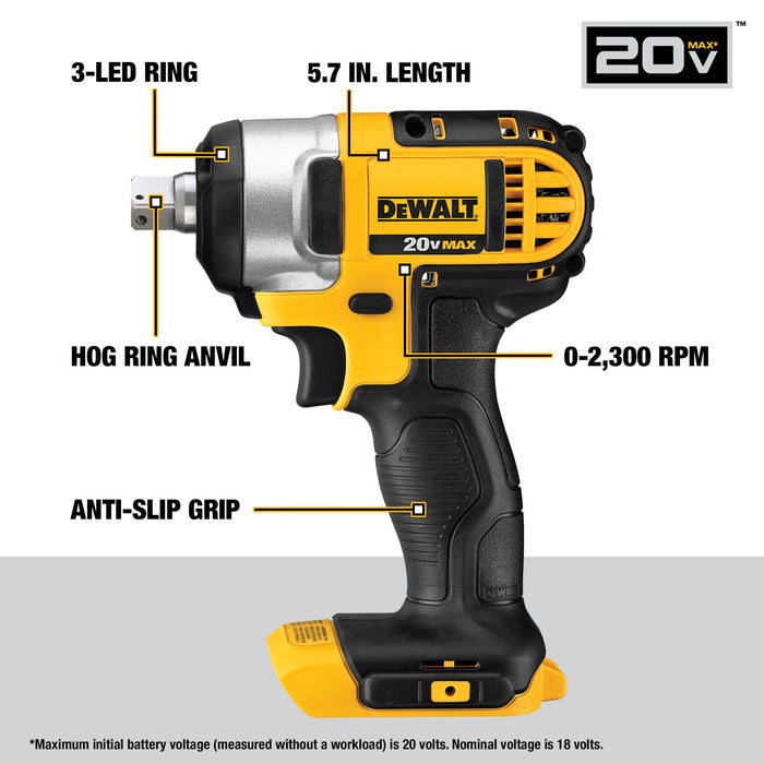 DeWalt 20V MAX 1/2" Impact Wrench - Tool Only