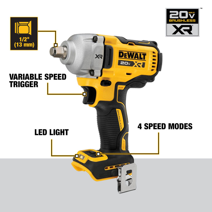 DeWalt 20V MAX XR® 1/2" Impact Wrench w/ Hog Ring Anvil - Tool Only