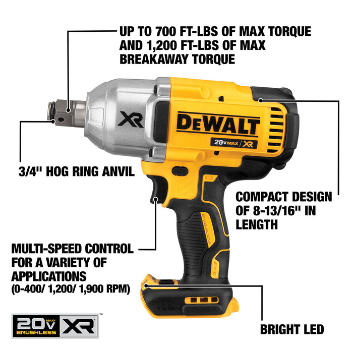 DeWalt 20V Brushless - 3/4" Impact Wrench - Tool Only