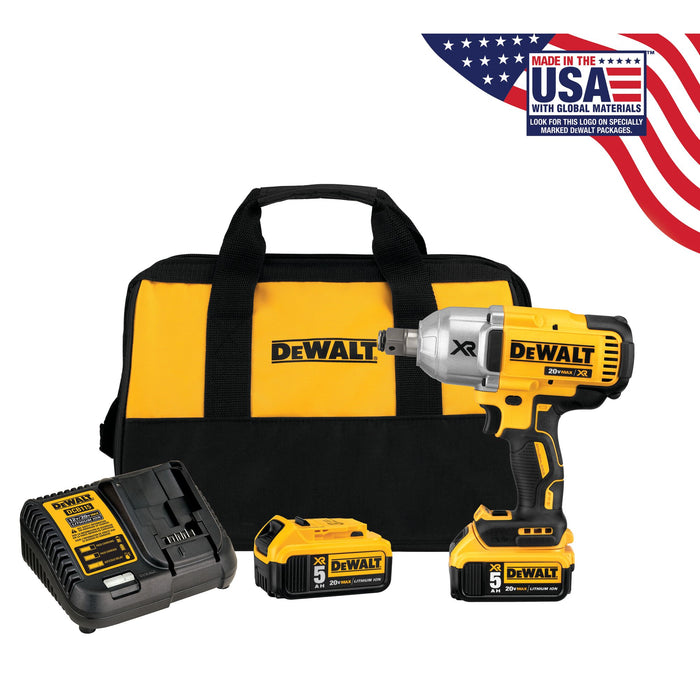 DeWalt 20V Brushless - 3/4" Impact Wrench Kit w/ Hog Ring (700 ft/lbs)