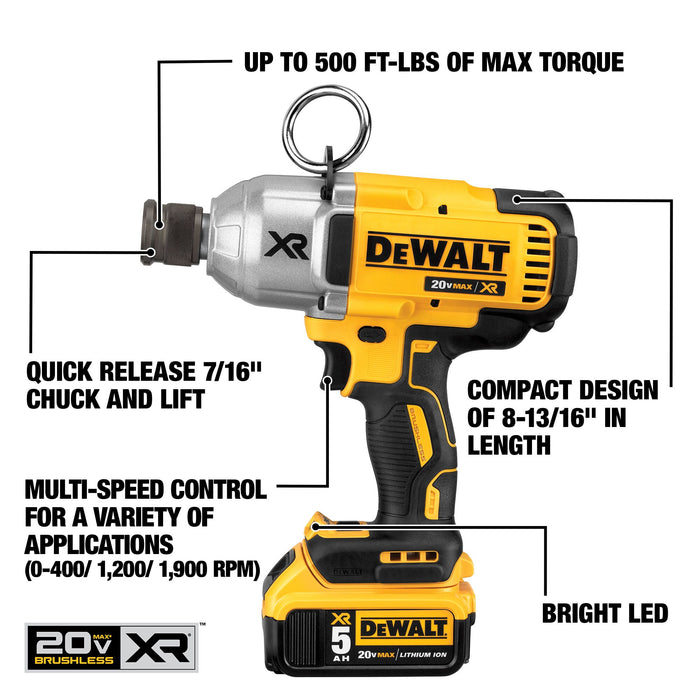 DeWalt 20V MAX XR® High Torque 7/16" Impact Wrench w/ Quick Release Chuck Kit