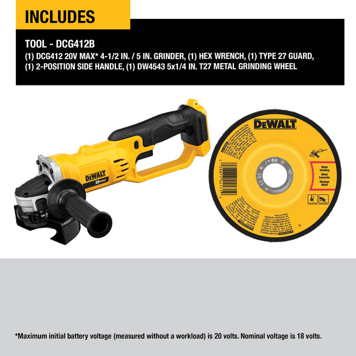 DeWalt 20V MAX 4-1/2" / 5'' Grinder - Tool Only