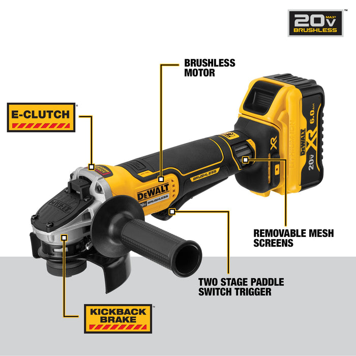 DeWalt 20V MAX XR® 4.5" Small Angle Grinder Kit w/ Kickback Brake