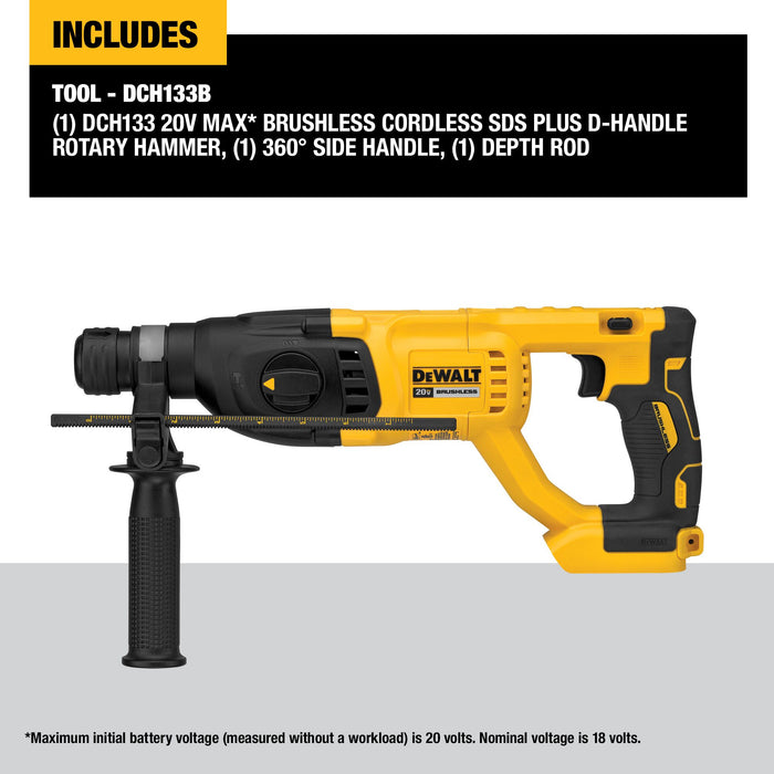 DeWalt 20V MAX 1" Brushless SDS Plus D-Handle Rotary Hammer - Tool Only