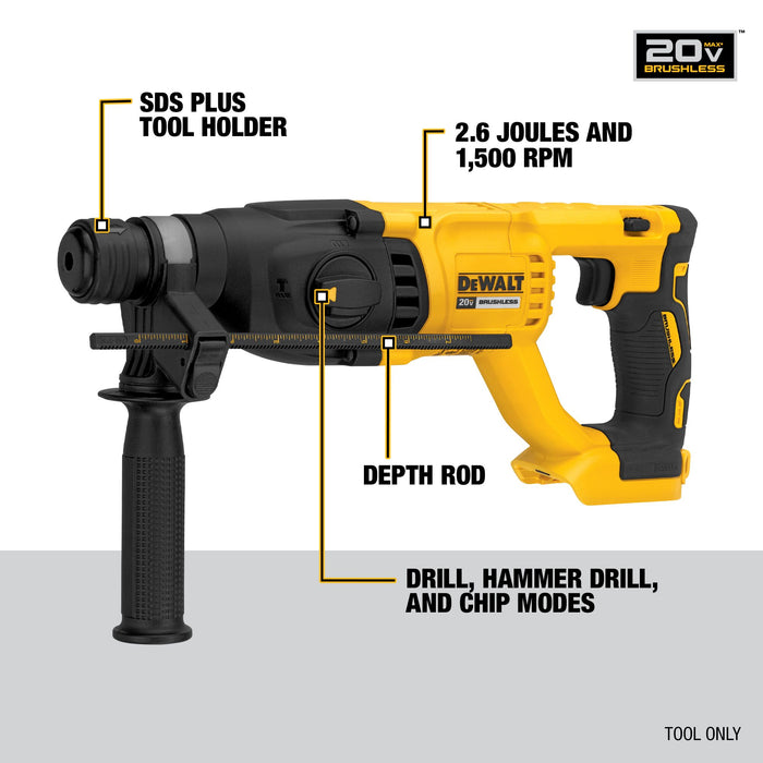 DeWalt 20V MAX 1" Brushless SDS Plus D-Handle Rotary Hammer - Tool Only