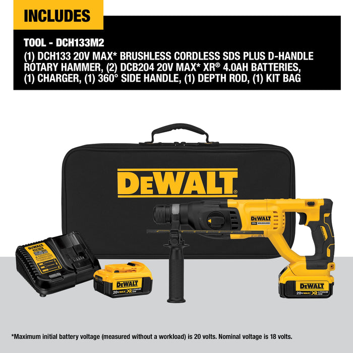 DeWalt 20V MAX 1" Brushless SDS Plus D-Handle Rotary Hammer Kit