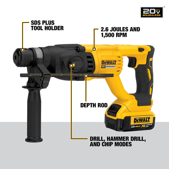 DeWalt 20V MAX 1" Brushless SDS Plus D-Handle Rotary Hammer Kit