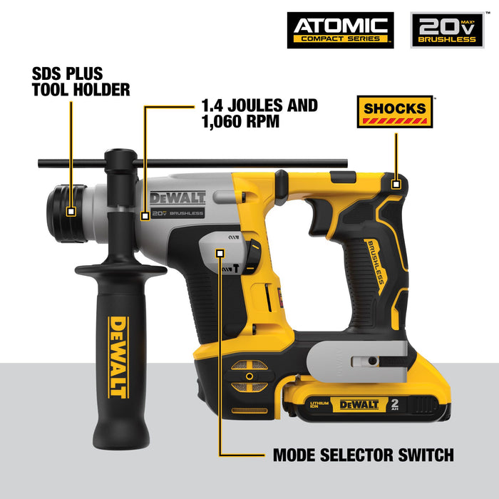 DeWalt ATOMIC™ 20V MAX 5/8" Brushless SDS Plus Rotary Hammer Kit