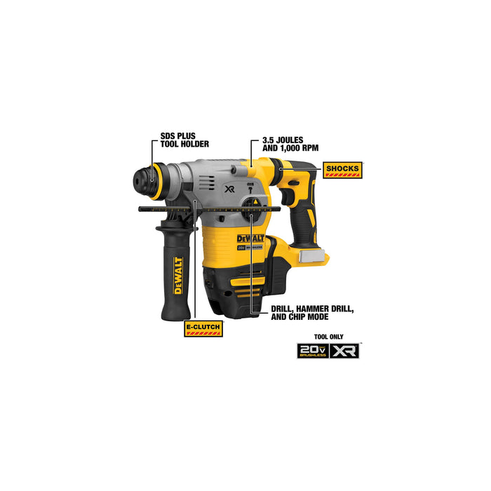 DeWalt 20V MAX 1-1/8" XR® Brushless SDS Plus L-Shape Rotary Hammer - Tool Only