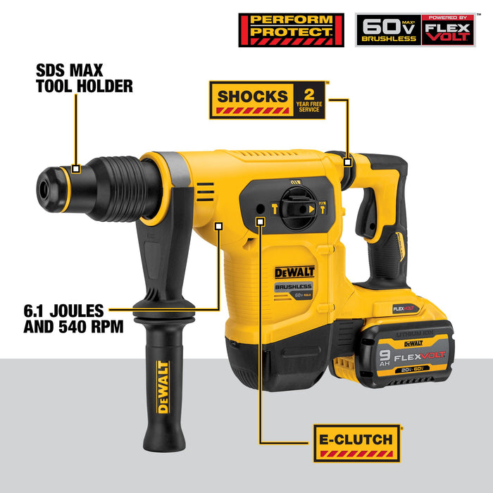 DeWalt 60V MAX 1-9/16" Brushless SDS MAX Combination Rotary Hammer Kit