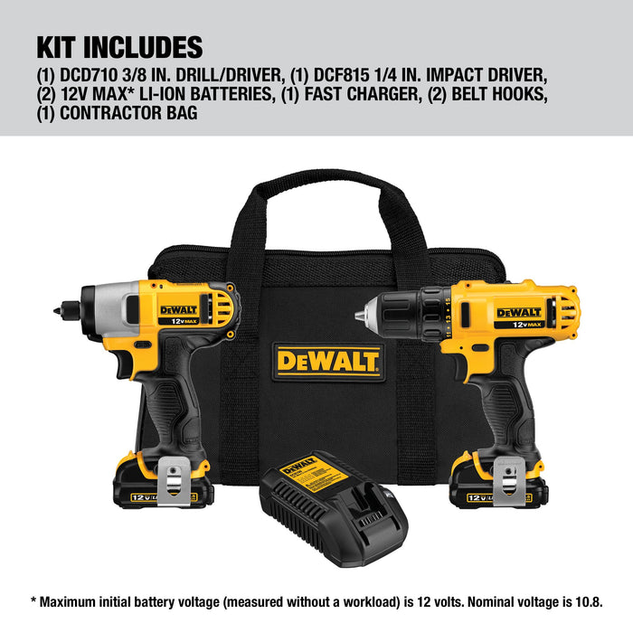 DeWalt 12V MAX Cordless Drill/Driver & Impact Driver Combo Kit