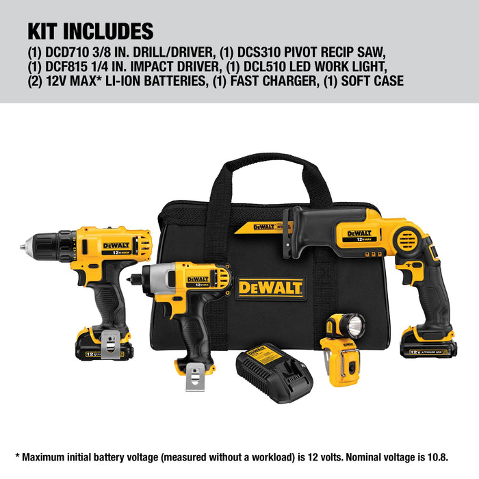 DeWalt 12V MAX Drill 4-Tool Combo Kit