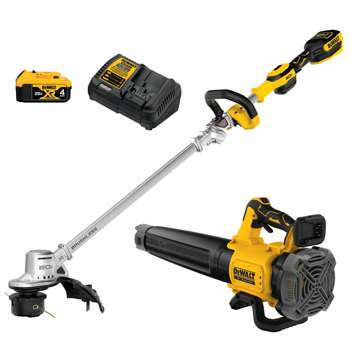 DeWalt 20V MAX XR Brushless Cordless 14" Folding String Trimmer & Handheld Blower Combo Kit