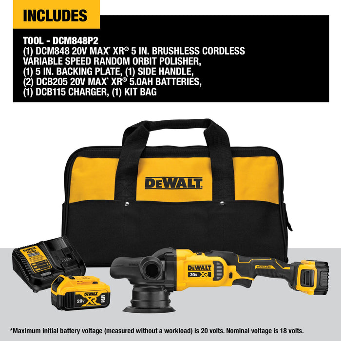 DeWalt 20V MAX XR® 5" Cordless Variable-Speed Random Orbit Polisher Kit