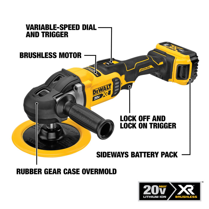 DeWalt 20V MAX XR® 7" Cordless Variable-Speed Rotary Polisher Kit