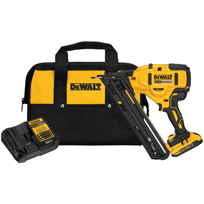 DeWalt 20V MAX XR 15 Gauge Cordless Angled Finish Nailer Kit