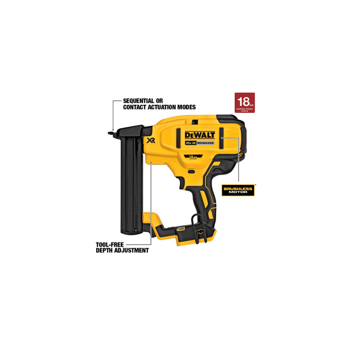 DeWalt 20V MAX XR® 18 Gauge Cordless Narrow Crown Stapler - Tool Only