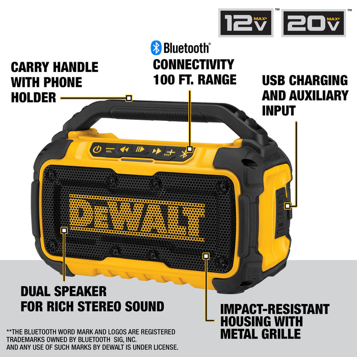 DeWalt 12V/20V MAX Jobsite Bluetooth Speaker