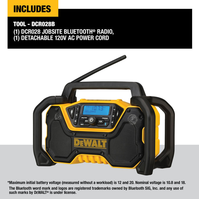 DeWalt 12V/20V MAX Bluetooth Cordless Jobsite Radio