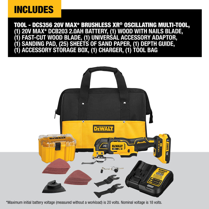 DeWalt 20V MAX XR® Brushless Cordless 3-Speed Oscillating Multi-Tool Kit