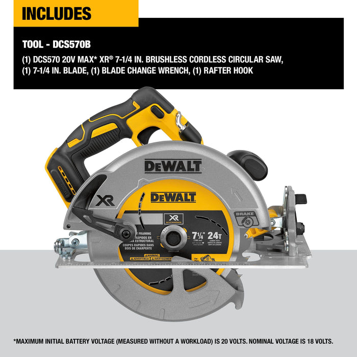 DeWalt 20V MAX XR Brushless Cordless 7-1/4" Circular Saw - Tool Only