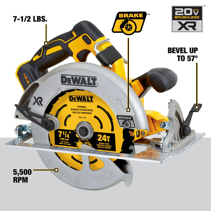 DeWalt 20V MAX XR Brushless Cordless 7-1/4" Circular Saw - Tool Only