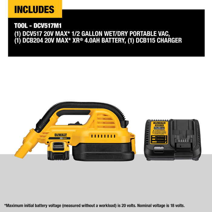 DeWalt 20V MAX 1/2 Gallon Wet/Dry Portable Vacuum Kit