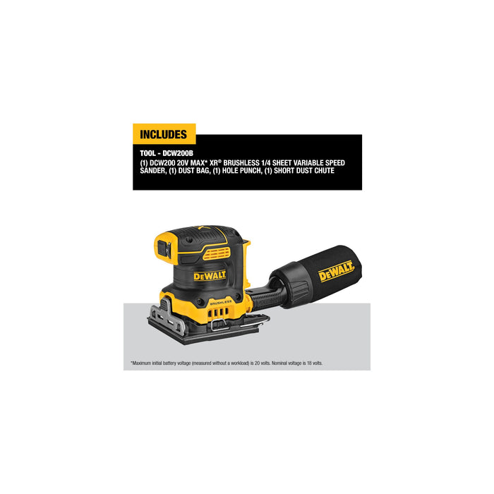 DeWalt 20V MAX XR Cordless 1/4 Sheet Variable-Speed Sander - Tool Only