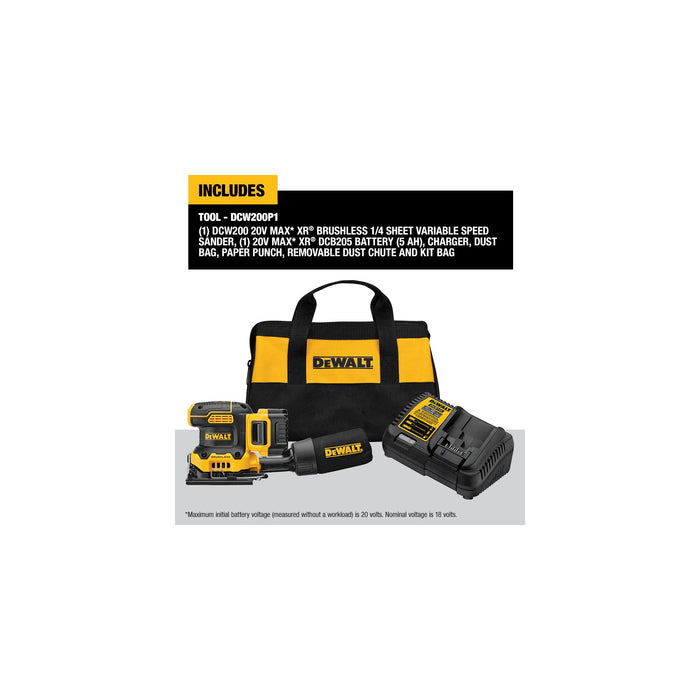 DeWalt 20V MAX XR® Cordless 1/4 Sheet Variable-Speed Sander Kit