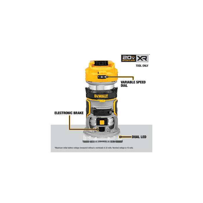 DeWalt 20V MAX XR® Brushless Cordless Compact Router - Tool Only