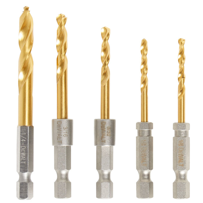 DeWalt 5 pc. IMPACT READY® Titanium Nitride Coating Drill Bit Set