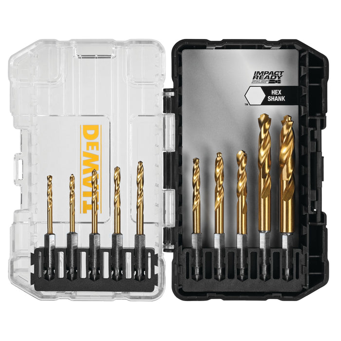 DeWalt 10 pc. Titanium Nitride Coated 1/4" Hex Impact Drill Bit Set