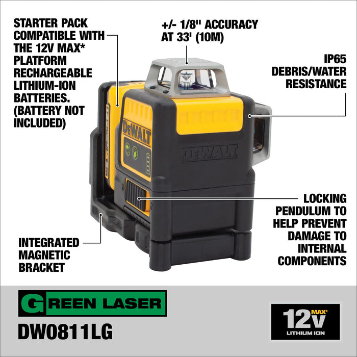 DeWalt 12V MAX 2 x 360° Green Line Laser