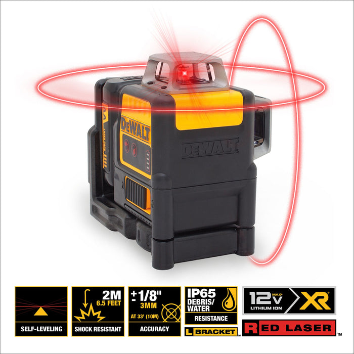 DeWalt 12V MAX 2 x 360° Red Line Laser