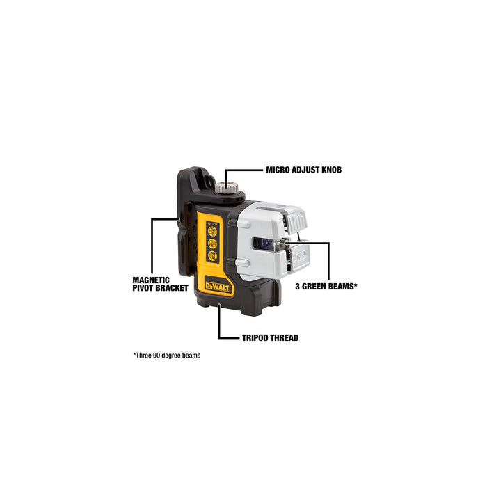 DeWalt 3 Line Green Laser Level w/ (4) AA Batteries