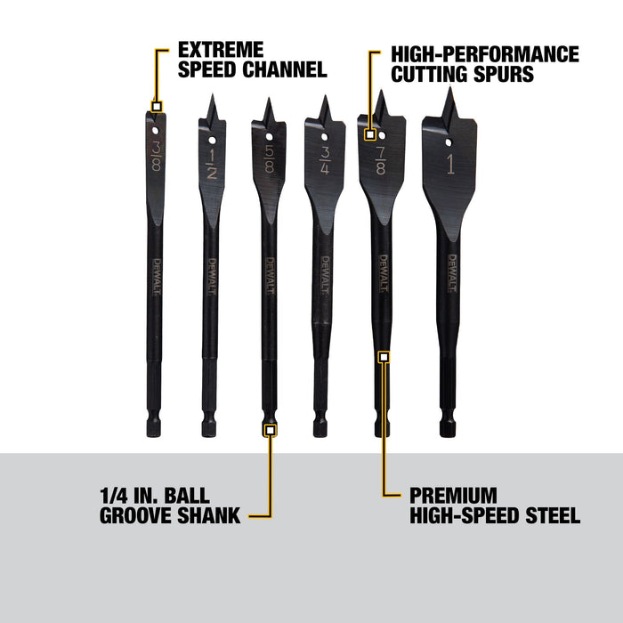 DeWalt 6 pc. Heavy Duty Spade Bit Set