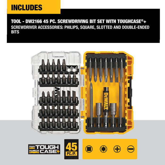 DeWalt 45 pc. Screwdriving Bit Set w/ ToughCase®+