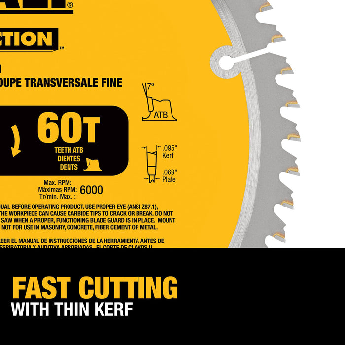 DeWalt 10" 60T Construction Mitre/Table Saw Blades