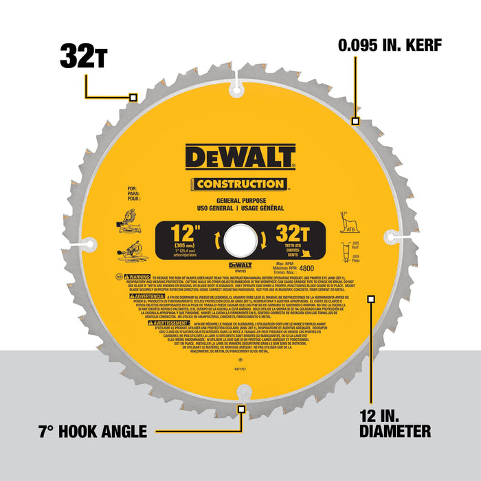 DeWalt 12" 32T/80T Mitre Saw Blade Combo Pack