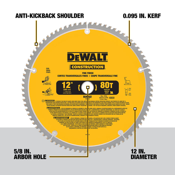 DeWalt 12" 32T/80T Mitre Saw Blade Combo Pack